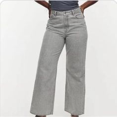 H&M Women’s Wide Large High Waisted Pants/ Us Size 2 H&m Tapered Leg Bottoms For Spring, H&m Casual Bottoms, High Rise Gray Bottoms For Spring, Trendy H&m Mid-rise Bottoms, Chic High Rise Gray Bottoms, H&m Relaxed Fit Bottoms For Fall, Trendy H&m Straight Leg Bottoms, H&m Tapered Leg Spring Bottoms, H&m High Rise Workwear Bottoms