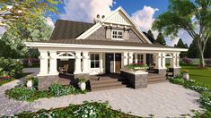 this is an artist's rendering of a house with porches and covered patios