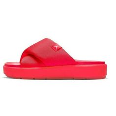 Women's Jordan Sophia Slide Siren Red/White-Siren Red Size: 7.  Gender: female.  Age Group: adult. Jordan Sophia Slide, Shower Slippers, Shower Shoes, Jordans Women, Womens Jordans, Buckled Heels, Jordans For Men, Madden Girl, Dress Sandals