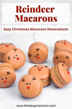 christmas macarons with the text reindeer macaroons