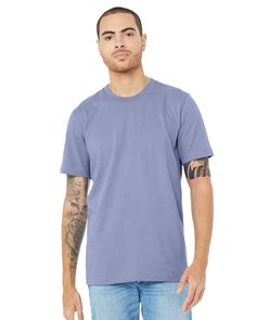 Unisex Jersey Short Sleeve T-Shirt - LAVENDER BLUE - S | Bella + Canvas Jersey T-Shirt in Lavender Blue Size Small | Ringspun Cotton Lavender Blue, Great T Shirts, Blue T, Jersey Tee, Blue Tshirt, Unisex Shorts, Jersey T Shirt, Jersey Shorts, Men Short Sleeve