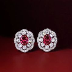 LOVCIA Ruby Red Flower Sterling Silver Stud Earrings with Sparkling Zirconia - Elegant Jewelry for Women LOVCIA Jewelry Organizer Storage, Flower Stud Earrings, Sterling Silver Stud Earrings, Flower Stud, Mens Beaded Bracelets, Blood Red, Silver Stud Earrings, Color Rojo, Flower Earrings Studs