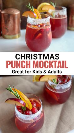 christmas punch cocktail with oranges and cranberries