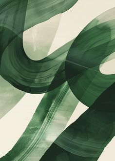 an abstract painting with green and white colors