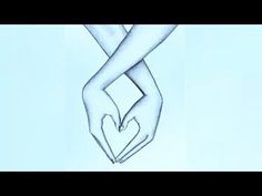 a drawing of two hands making a heart with one hand and the other holding another