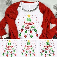 Personalized Grandma Christmas Shirt, Custom Mimi Xmas Lights Kid names, The Lights Of Nana's Life, Christmas Custom Gigi Nana Mimi Shirt Fiber composition Solid colors are 100% cotton; Heather colors are 50% cotton, 50% polyester (Sport Grey is 90% cotton, 10% polyester); Antique colors are 60% cotton, 40% polyester Fabric Made from specially spun fibers that make very strong and smooth fabric, perfect for printing Without side seams Knitted in one piece using tubular knit, it reduces fabric waste and makes the garment more attractive Ribbed knit collar without seam Ribbed knit makes the collar highly elastic and helps retain its shape Shoulder tape Twill tape covers the shoulder seams to stabilize the back of the garment and prevent stretching Machine wash: warm (max 40C or 105F); Non-ch Lights Of Grandmas Life Shirt, Nanna Christmas Tshirt, Christmas Tops With Custom Print, Christmas Shirts For Grandma, Christmas T-shirt With Name, Grandparents Christmas Shirts, Nana Christmas Shirt, Christmas Name Shirts, Gigi Christmas Shirt