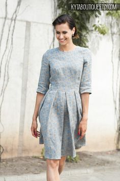 This striking light blue dress, made from stonewashed Lithuanian linen, is created to make all your dreams of elegant, fitted summer dress come true. Summer linen dress has never been so elegant before and trust me, you just have to have one for yourself - you will never regret it! Comfy 3/4 length sleeves, fitted waistline and amazing pleated skirt make a fine combination that will wrap you in comfort and beauty. Pockets on both sides - perfect addition and benefit. Hidden zipper from the back Linen Dresses Summer, Linen Dresses For Women, Midi Dres, Linen Slip Dress, True Summer, Lagenlook Style, Light Blue Dress, Summer Linen Dresses, Light Blue Dresses