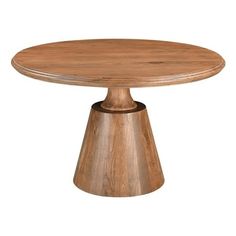 a round wooden table with two legs on an isolated white background for use as a centerpiece