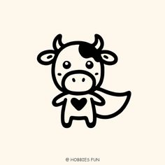 a cow with a heart on its chest