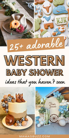 western baby shower ideas Baby Boy Western Shower Ideas, Western Baby Boy Shower Ideas, Cowboy Theme Baby Shower Ideas, Western Baby Shower Centerpieces, Western Theme Baby Shower Ideas, Little Cowboy Baby Shower Ideas, Western Baby Shower Ideas For Boys, Cowboy Centerpiece Ideas, Western Themed Baby Shower Ideas