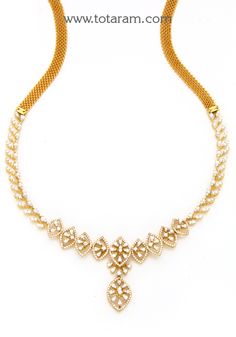 18 Karat Rose Gold Polish Diamond Necklace 
   - 235-DN327 - in 24.750 Grams for USD $3886.53. 
Made in India by Totaram Jewelers Online this product is in Gold - 18 Karat Gold  & is an excellent gift for Adult - Women. Ships fully insured with secured guaranteed delivery for free with your order over $250 from New Jersey USA & comes with 30 days exchange policy. Elegant 22k Gold Necklaces As Gifts, Elegant 22k Gold Hallmarked Jewelry, Elegant 22k Gold Necklaces For Gifts, Elegant 22k Gold Bridal Necklace For Wedding, Graceful Gold Necklace For Formal Occasions, Elegant Gold Pearl Necklace For Reception, Traditional Rose Gold Necklaces For Anniversary, Exquisite Diamond Necklace For Reception, Exquisite Diamond Necklace For Reception With Elegant Design