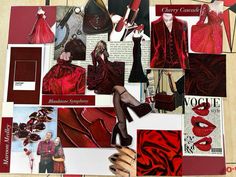 a collage of red and black fashion items