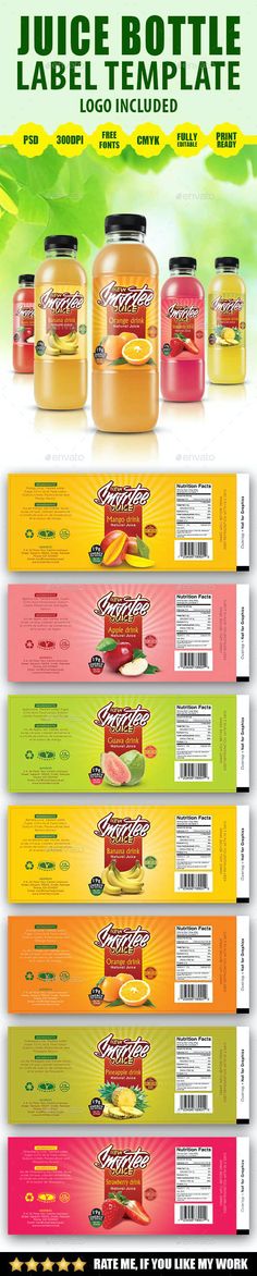 an advertisement for juice bottle label template