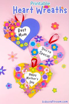 two heart shaped cards with the words, best mom you're special and happy mother's day