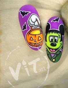 Mickey And Minnie Halloween Nails, Mickey Halloween Nails Design, 2023 Pink Nails, Mickey Halloween Nails, Challenge Nails, Easy Toe Nail Art, Pink Nails Gel, Nail Designs Hot Pink