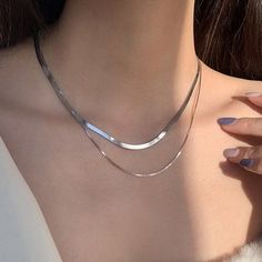 Check out this listing I just found on Poshmark: NEW 925 Silver Double Layer Snake Chain Necklace. #shopmycloset #poshmark #shopping #style #pinitforlater #Jewelry Silver Aesthetic Necklace, Silver Snake Chain Necklace, Layered Silver Necklaces Simple, Silver Chain Stack, Snake Chain Necklace Silver, Basic Silver Jewelry, Simple Silver Necklace Aesthetic, Jewelry Layering Silver, Silver Jewelry Layering