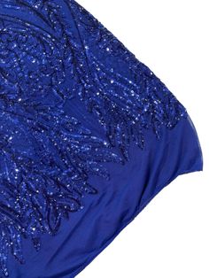 a blue dress with sequins on it