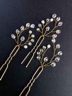 Holiday Hair Clips, Hair Pins Wedding, Beaded Hair Pins, Gold Hair Pin, Crystal Hair Pins, Wedding Hair Clips, Bridal Hair Pins, Hair Beads