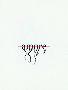 the word amon written in black ink on a white paper with red writing underneath it