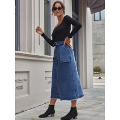 Material: PolyesterLength: Mid-CalfSilhouette: AsymmetricalSeason: Fall,SpringFabric Stretch: No StretchPackage Contents: 1 x Skirt Women Skirts, Button Design, Waist Skirt, Denim Skirt, High Waisted Skirt, Womens Skirt, High Waisted, Skirt, Blue