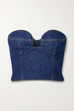 Denim Bustier Top, Denim Bustier, Denim Projects, Beach Wear Outfits, Magda Butrym, Bustier Top, Bustiers, Cropped Denim, Corsets