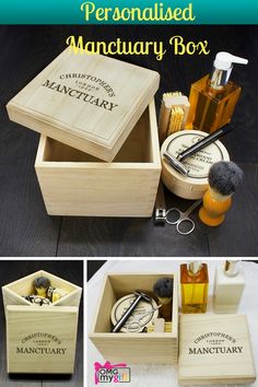 the personalized manicuary box is open and ready to be used as a soap dispenser