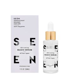 SEEN Magic Serum works to visibly transform your hair into smoother, shinier, healthier-looking hair in just seconds. It reduces frizz, adds shine, nourishes, strengthens and protects hair from heat styling and breakage. Key Ingredients: Hemisqualane (C13-15 Alkane, plant derived). Nature's answer to silicone. Sugar-derived. It provides color and heat protection, reduces frizz, and keeps hair smooth. Unlike silicone, it biodegrades. Key Benefits: Promotes shine Reduces frizz Nourishes, strengthe Magic Serum, Hair Kit, Heat Styling, Natural Moisturizer, Frizz Control, Skin Care Serum, Deep Conditioner, Hair Breakage, Clogged Pores