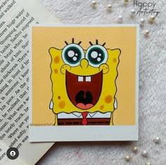 a card with an image of spongebob on it