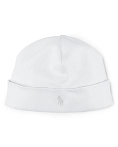 Ralph Lauren Unisex Layette Reversible Beanie - Baby Cotton Bonnet Cap, Casual White Cotton Bonnet, White Cotton Beanie Hat, Classic Cotton Cap Beanie, Fitted Solid Color Cotton Hats, Fitted Cotton Hats In Solid Color, Fitted Solid Cotton Hats, Fitted Cotton Hat In Solid Color, White Cotton Beanie