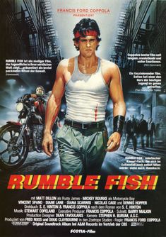 the movie rumble fish is shown in this promotional poster for the film, which was released on