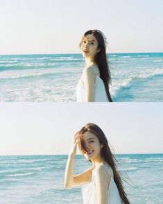 Japanese Beach Photoshoot, Photoshoot Beach Aesthetic, Summer Sea Photo Ideas, Sea Photoshoot Ideas Beach Photos, Sea Poses Photo Ideas, Beach Film Photography, Ocean Photoshoot, 사진 촬영 포즈