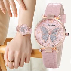 Best Women's Watches Butterfly Diamond Dial Design Women Quartz Watches Fashion Casual Ladies Wristwatches Simple Woman Leather Clock Montre Femme Watch Movement: Quartz Watch Watch style: simple, casual, fashionable Case diameter: 32 mm Dial thickness: 8 mm Strap width: 15 mm Strap length: 240 mm (including case) Strap material: leather Head material: alloy Product packaging: OPP bag Butterfly Watch, Liberia, Libya, Butterfly Pattern, Dress Watch, Women Wrist Watch, Women's Watch, Botswana, Barbados