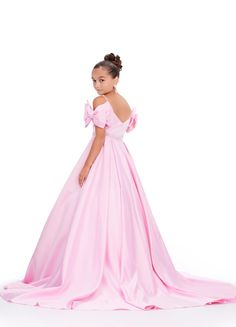 Ashley Lauren Kids 8237 Off the Shoulder Satin Ball Gown Pageant Dress Bows A Line Girls Feel like a princess in this satin ball gown. This gown features off the shoulder bows and pearl accents on the straps and belt. COLORS: Pink Sizes: 6 Off Shoulder Beaded Accents Ball Gown Satin Tulle Ball Gown With Bow For Pageant, Pageant Tulle Ball Gown With Satin Bow, Princess Style Pageant Dress With Bow, Princess Pageant Dresses With Bow, Pink Princess Dress With Bow For Pageant, Satin Ball Gown, Girls Pageant Dresses, One Shoulder Jumpsuit, Pageant Gowns