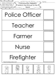 the police officer worksheet is shown in black and white, with different words