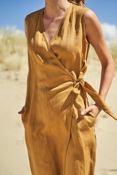 Wrap Linen Shift Dress LYDIA, Sleeveless Wrap Dress in Calf Length, Elegant Linen Wrap Dress, Softened Linen Dress, Midi Length Dress - Etsy Sleeveless Wrap Dress With Tie Waist For Vacation, Chic Wrap Linen Beach Dress, Beach Linen Wrap Dress, Beach Wrap Linen Dress With Tie Waist, Beach Wrap Linen Dress, Sleeveless Linen Dress With Tie Waist, Beach Linen Wrap Dress, Midi Length, Summer Dresses Knee Length, Natural Linen Dress