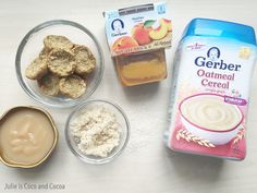 the ingredients to make an oatmeal cookie are shown