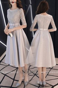 10% off now|Free shipping world-wide. Modest Grey Midi Hoco Party Dress With Half Sleeves at GemGrace. Click to learn our pro custom-made service for wedding dress, formal dress. View #HomecomingDresses for more ideas. Elegant Gray Knee-length Midi Dress, Gray Formal Midi Dress, Gray Midi Length Dress For Formal Occasions, Gray Midi Length Formal Dress, Gray Knee-length Wedding Dress, Gray Short Sleeve Party Dress, Elegant 3/4 Length Midi Dress For Party, Gray Short Sleeve Dress For Evening, Elegant Knee-length Gray Dress