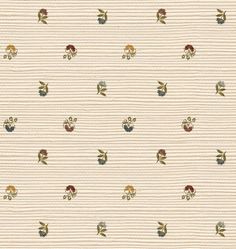 an upholstered wallpaper with small flowers and leaves on white fabric, in various colors