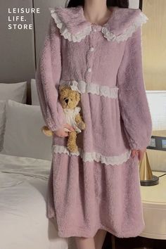 Elevate your comfort with our Lavender Cute Lounge Robe, complete with a lace-embellished nightdress. This Lavender Housecoat adds a touch of charm to your lounging experience. Shop now for the ultimate in cozy and feminine relaxation. Experience #ElegantLoungewear. Pink Long Sleeve Dress For Pajama Party, Feminine Long Sleeve Nightgown For Home, Cute Long Sleeve Dresses For Pajama Party, Cute Long Sleeve Sleep Dresses, Cute Purple Long Sleeve Sleepwear, Purple Long Sleeve Sleepwear For Loungewear, Feminine Long Sleeve Sleep Dress, Cute Sleepwear With Lace Trim For Loungewear, Cute Lace Trim Sleepwear For Loungewear