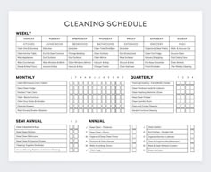 the cleaning schedule is shown in black and white