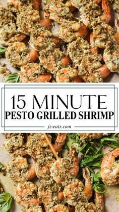 close up photo of pesto grilled shrimp on wooden skewers. Healthy Salmon Dinner, Grilled Recipes, Pesto Shrimp, Flavorful Shrimp, Seafood Bisque, Prawn Recipes, Easy Grilling, Salmon Dinner