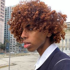 Faux Locs Marley Hair, Afro Hair Dye, Ginger Hair Men, Taper Fade Curly Hair, Curly Afro Hair, Amber Hair, Copper Red Hair, Black Hair With Highlights, Men Hair Color