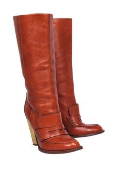 Current Boutique-Dolce & Gabbana - Tan Leather Tall Boots w/ Gold Heel Sz 7.5 Leather Tall Boots, Tan Leather Boots, Dress And Jacket, Tall Leather Boots, Flirty Dresses, Gold Heels, Touch Of Gold, Italian Luxury, Boho Vibe