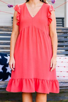 Experience the ultimate summer romance in our Sunset Serenade Dress! Made with air flow material for a lightweight and breezy feel, it features flutter sleeves and a flounce hemline for a flowy and feminine look! The babydoll silhouette adds a touch of playfulness to this dress! Fall in love with every wear! 100% Polyester Short Dresses Party, Wedge Heel Sneakers, Summer Romance, Summer Chic, Jumpsuit Shorts Rompers, Shoes With Jeans, Feminine Look, Feel It, Shop Maxi Dresses