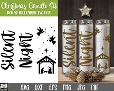 three christmas candle svg files for cricut, eps and dxf