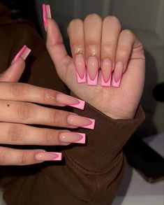 Kylie Nails, Pink Tip Nails, Acrylic Toe Nails, Girly Acrylic Nails, French Tip Acrylic Nails, Pink French, Work Nails, French Acrylic Nails, Classy Acrylic Nails