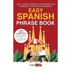 the easy spanish phrase book with an image of two people sitting at a table in front of