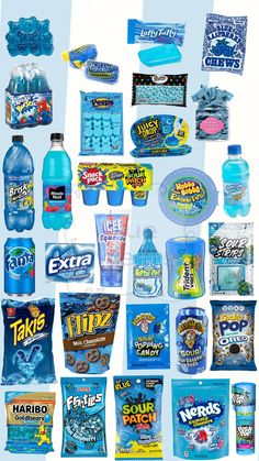 an image of various water products and snacks