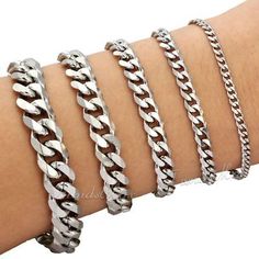 Great Shopping Men's Chain 3/5/7/9/11mm Stainless Steel Bracelet Silver Curb Cuban Link 7-11 , Fashion Jewelry Hip Hop Mode, Cuban Bracelet, Football Gifts, Bracelet For Men, Cuban Link Chain, Mens Jewelry Bracelet, Bracelet Silver, Chains For Men, Steel Chain