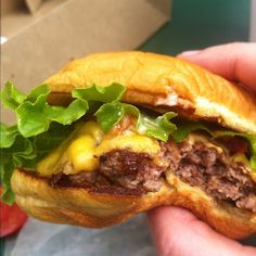 a hand holding a hamburger with cheese and lettuce